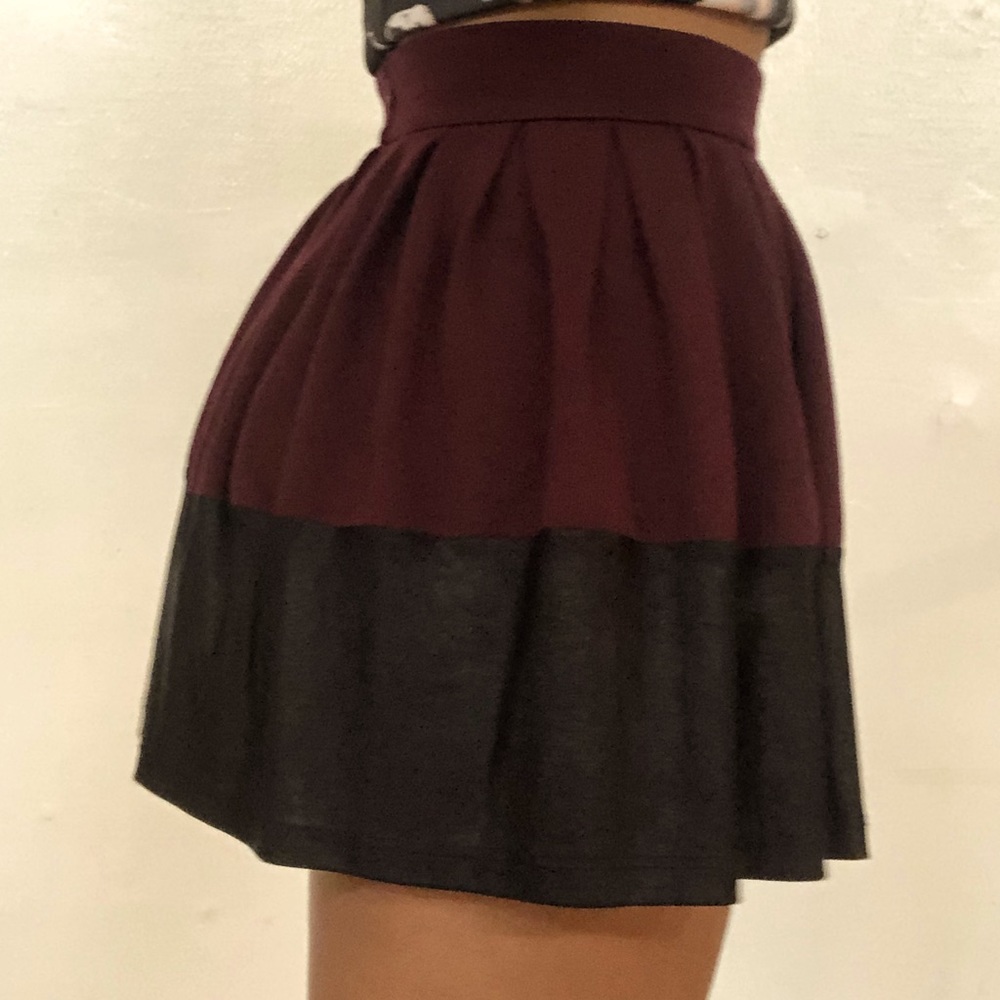 Wine Colored Mini Skirt , Black Bottom | Women’s